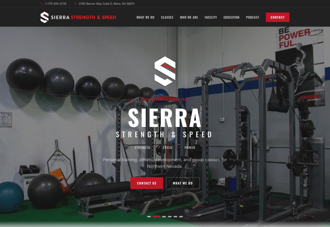 Screenshot of Sierra Strength & Speed's homepage