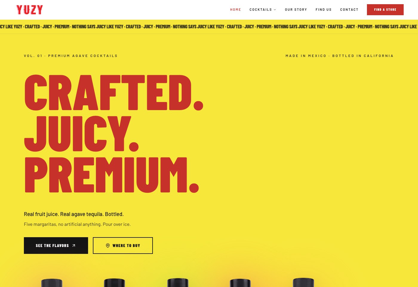 Screenshot of Drink Yuzy's homepage